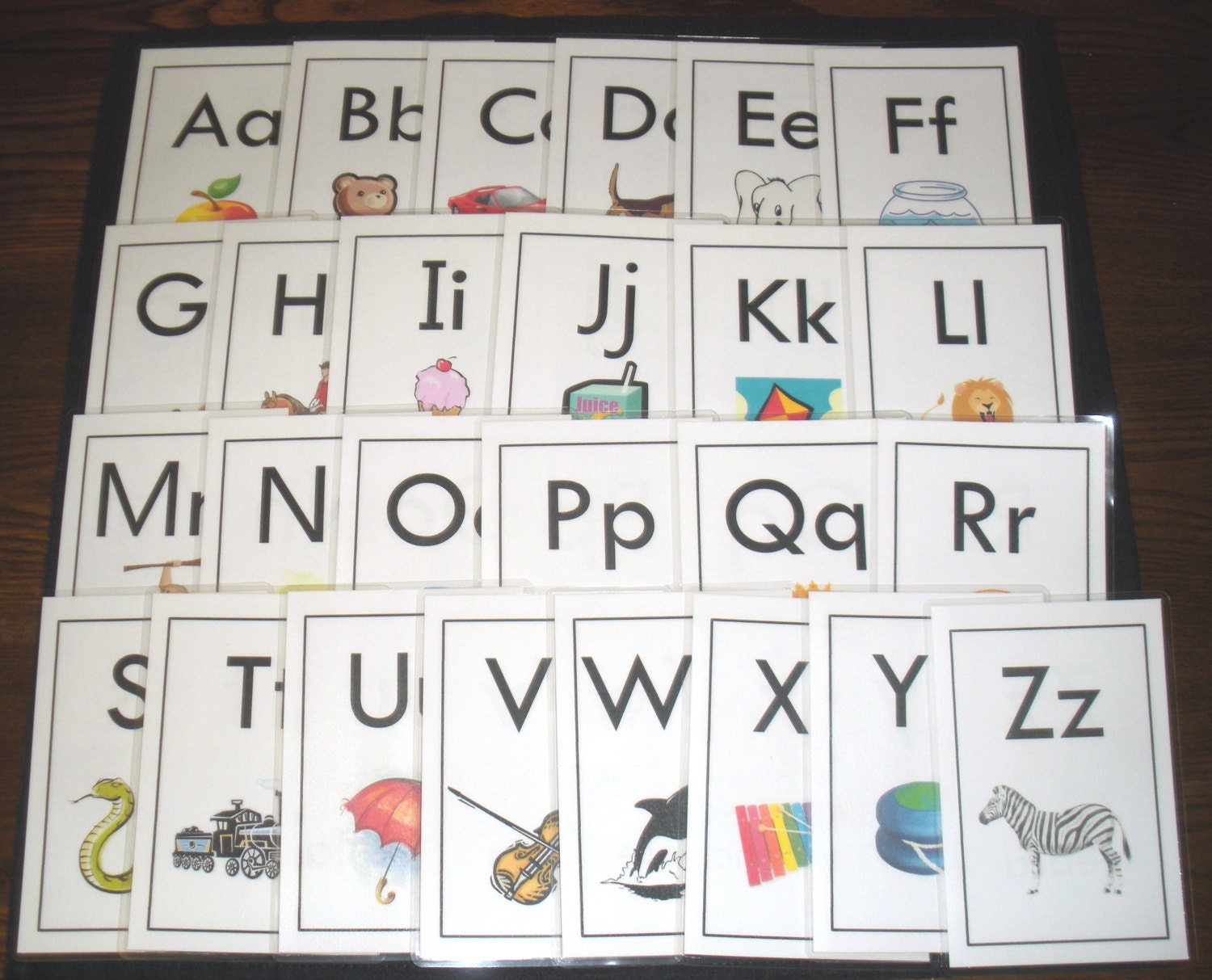 Laminated Alphabet Flashcards w/ Pictures Bound by CharliesCrafts