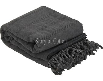 Luxury Turkish Beach Blanket, Picnic Blanket,Towel Blanket,Beach Blanket Towel, Exclusive Quality Pestemal Throw Blanket Turkish Towel Black