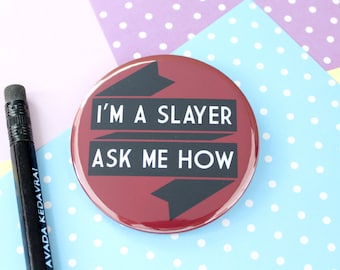 Buffy the Vampire Slayer Badge, Pocket Mirror or Keyring. Buffy Badge Pin. Buffy Keyring. Buffy Pocket Mirror. Buffy Gifts. Vampire Badge