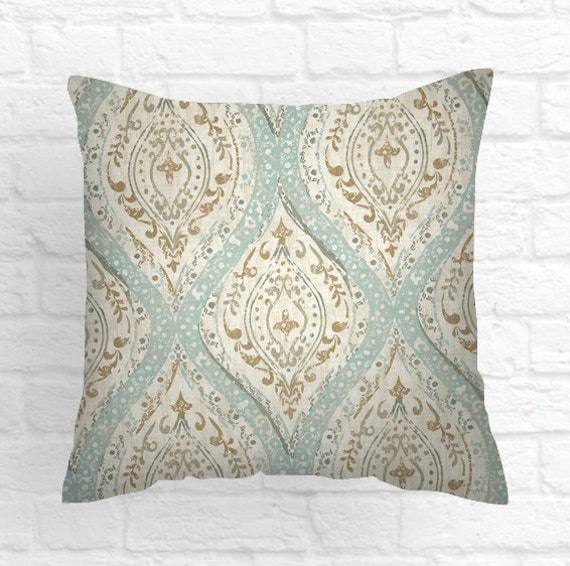 Pillows ivory tan and teal. Decorative Throw Pillow Covers