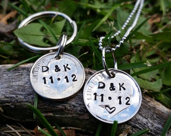 His and hers 10 Year anniversary gift for men, 10th anniversary set, 10 year matching couples set, Comes in set of 2 , initials and date