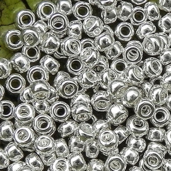 11/0 Bright Sterling Silver Plated Miyuki Seed Beads 1224