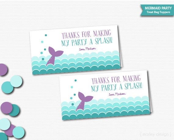 mermaid party treat bag toppers mermaid favors printable