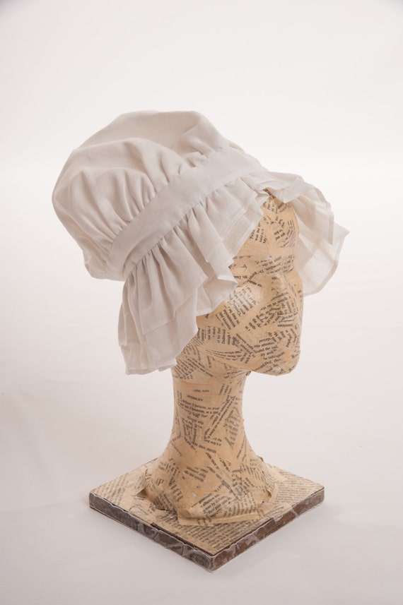 18th Century Mob Cap - 100% Linen (1751-1800) - Double Frilled Edge