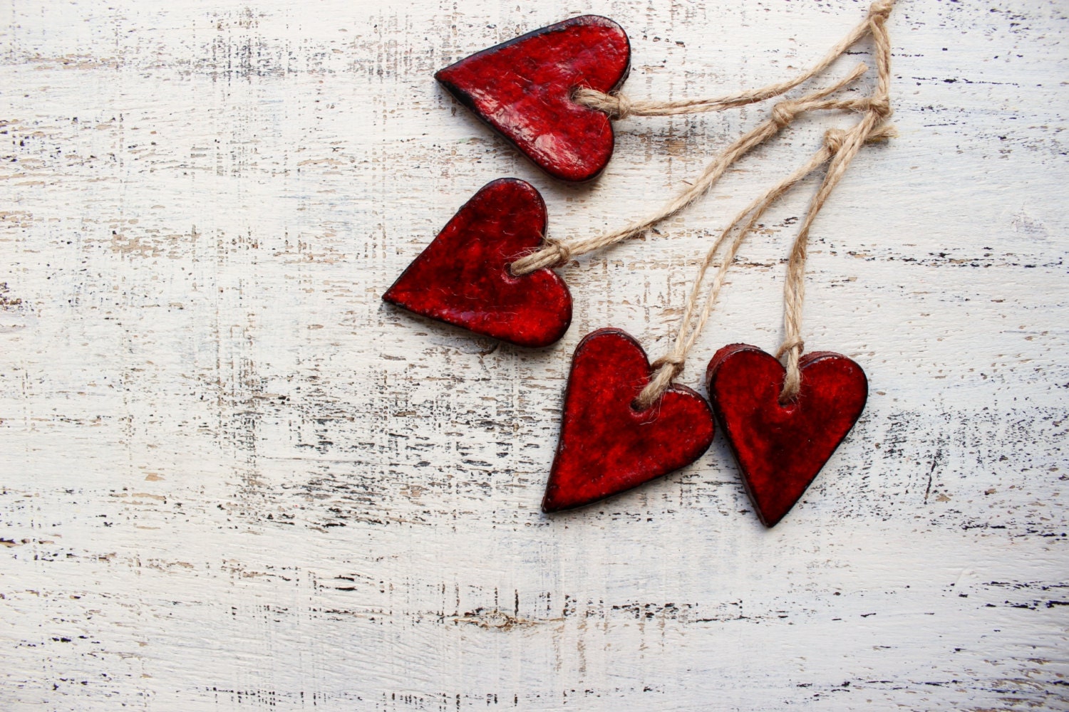 Rustic red heart ornaments rustic cottage chic by
