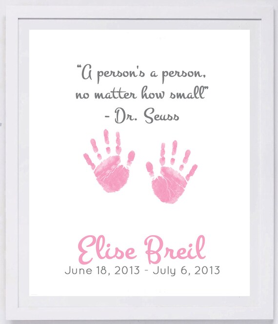 Items similar to Dr. Seuss Handprint or Footprint Quote Keepsake 2400