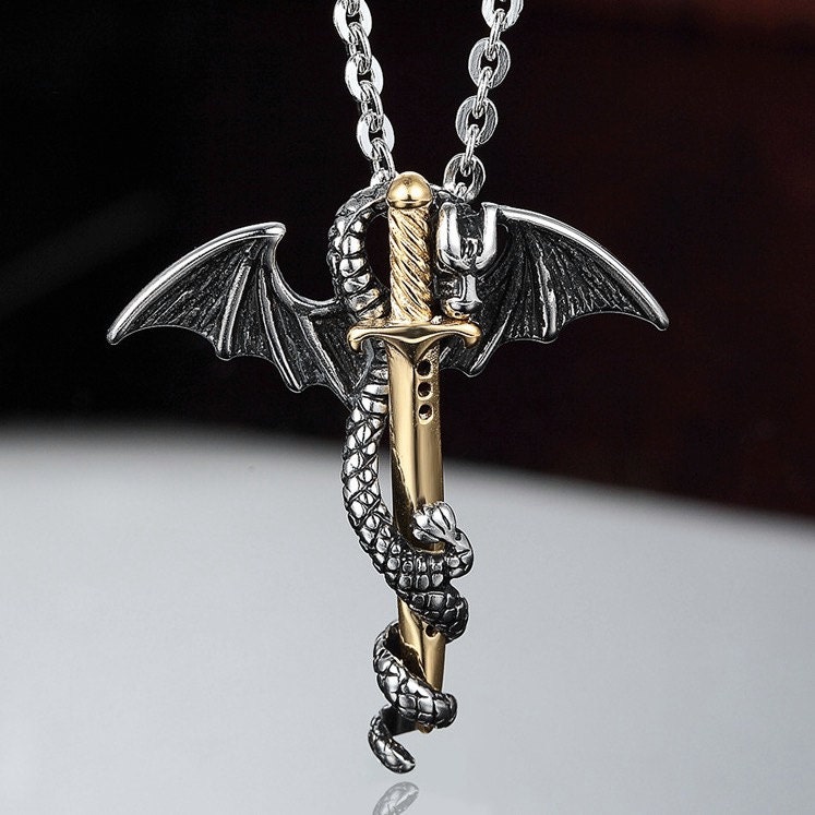 Fashion Angel Sword Necklace For Men Women Titanium steel