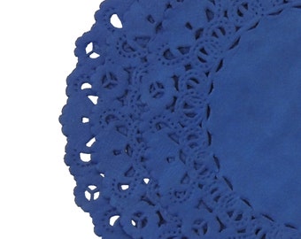 ROYAL SAPPHIRE BLUE Paper Lace Doilies | 4" 6" 8" 10" 12" 14" Sizes | Round Dyed Dark Blue Colored Doily | Royal Blue Doily