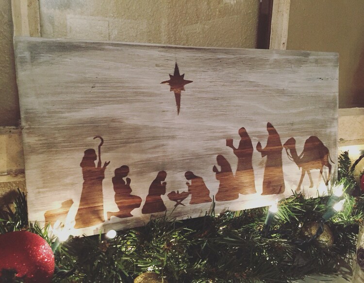 Christmas Nativity Scene Sign Christmas by TheGreenGiftCompany