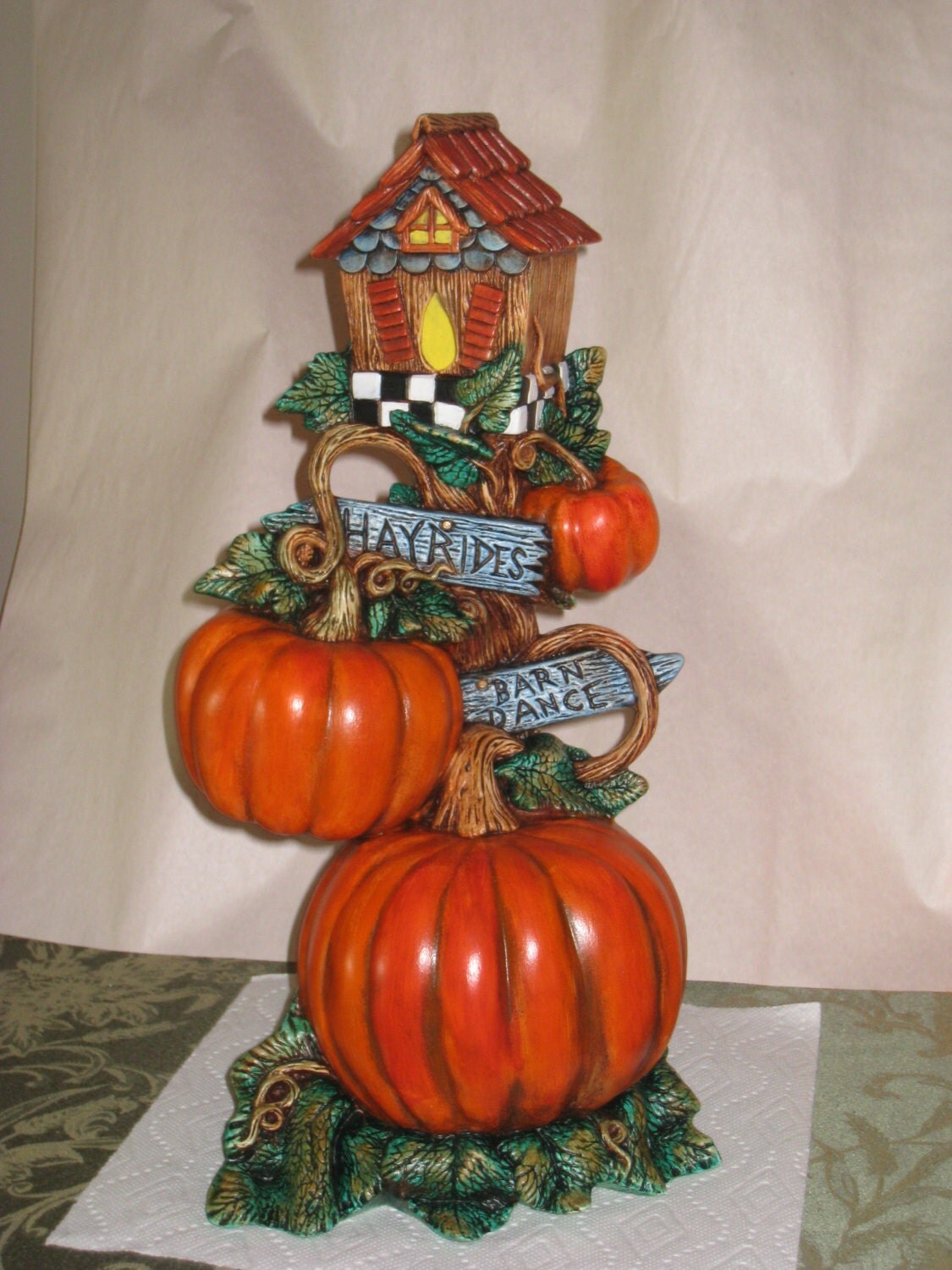 Don Davis Arlington >> Ceramic pumpkins with birdhouse hand painted by Joan Davis Don Davis Arlington >> Ceramic pumpkins with birdhouse hand painted by Joan Davis