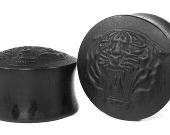 Tiger pattern Organic Handmade Wooden Ear Plugs/Gauges 10mm-40mm size