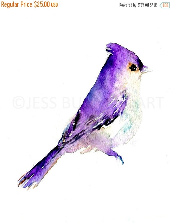 ArtAWhirl SALE Bird Watercolor Painting Print by ArtbyJessBuhman