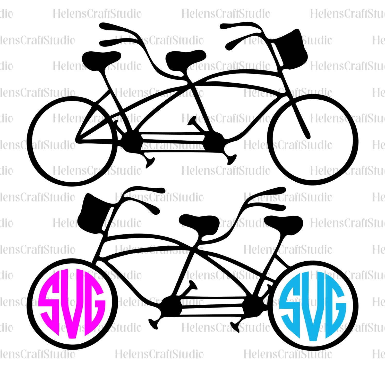 Tandem bike SVG cutting file / silhouette studio and cricut