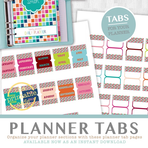 Items similar to Daily Planner Tabs Printable PDF Pages - All Sizes ...