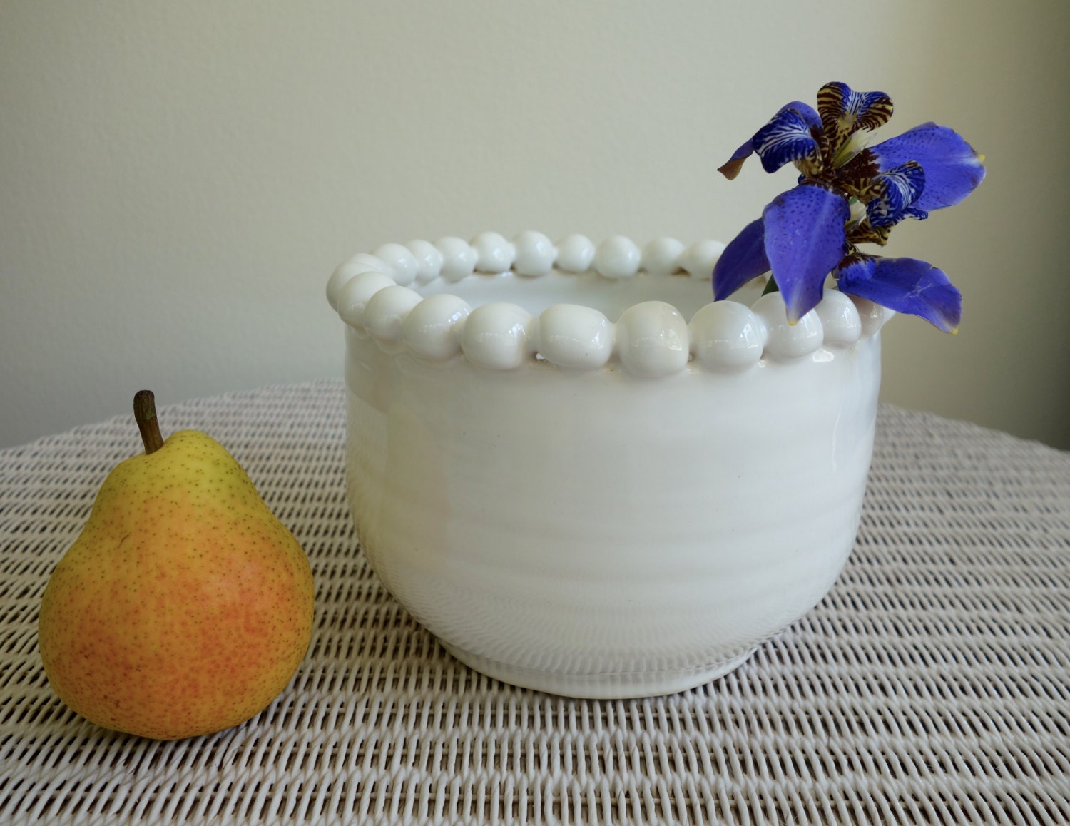 White Bubble Pottery Serving Bowl or Decorative by CDVassPottery