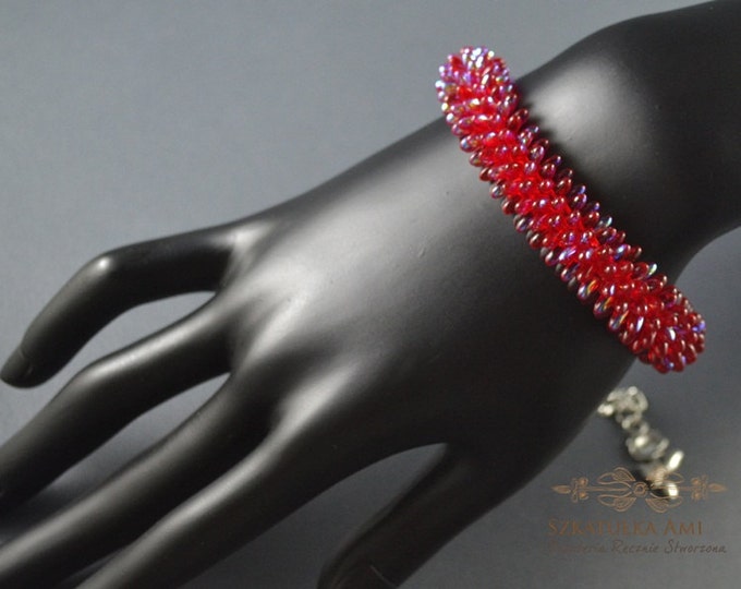 Red Effect Ab Crystal Beads Beaded jewelry dragon bracelet skin dragon seed beads small beads shining red bracelets springs gift womens