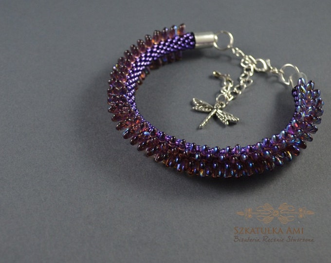 Beaded jewelry Effect AB crystal beads dragon bracelet skin dragon seed beads small beads shining purple bracelet womens girls gifts