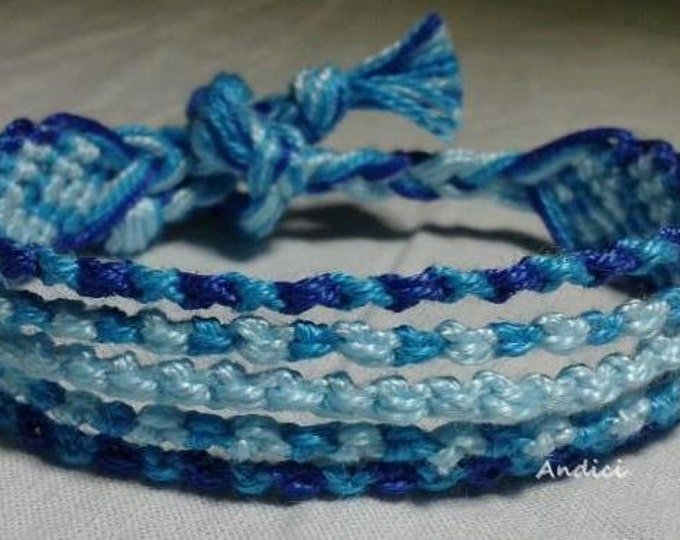 Friendship Bracelet, Macrame, Woven Bracelet, Wristband, Knotted Bracelet - Blue Shades