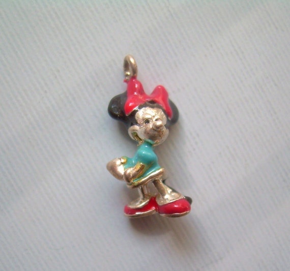 Items similar to Minnie Mouse Charm Pendant-Vintage Sterling Silver