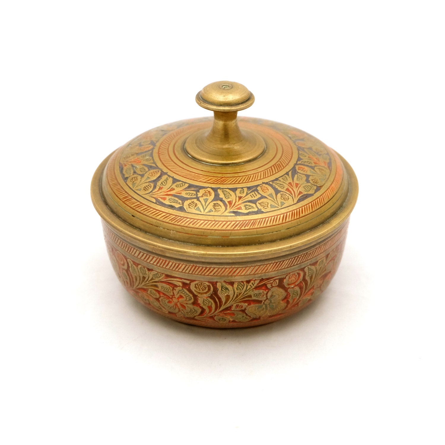 Indian Brass Box Decorative Brass Jewellery Box With Lid, Solid Brass