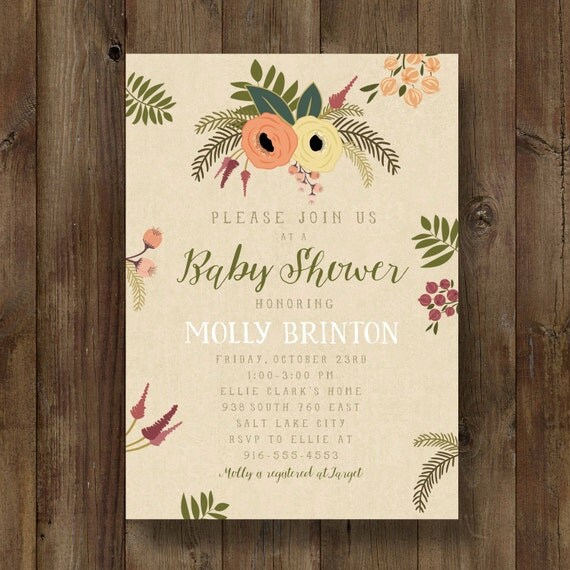 Fall Autumn Baby Shower Printable Invitation
