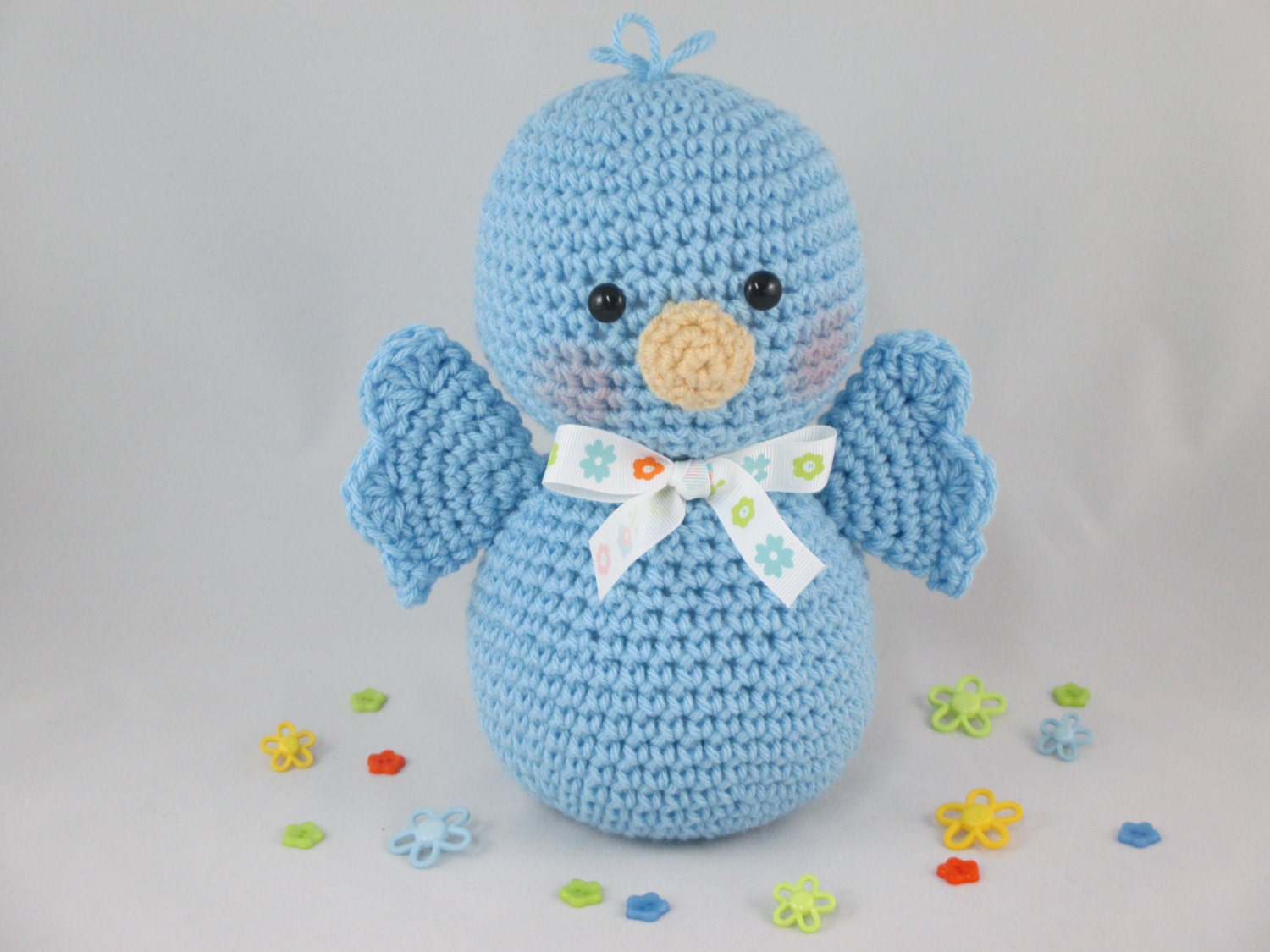 Crochet Stuffed Blue Bird Amigurumi Bird Crochet Baby Bird