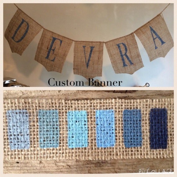 Custom Burlap Banner Blue Burlap Banner Beach by JBJunkMarket