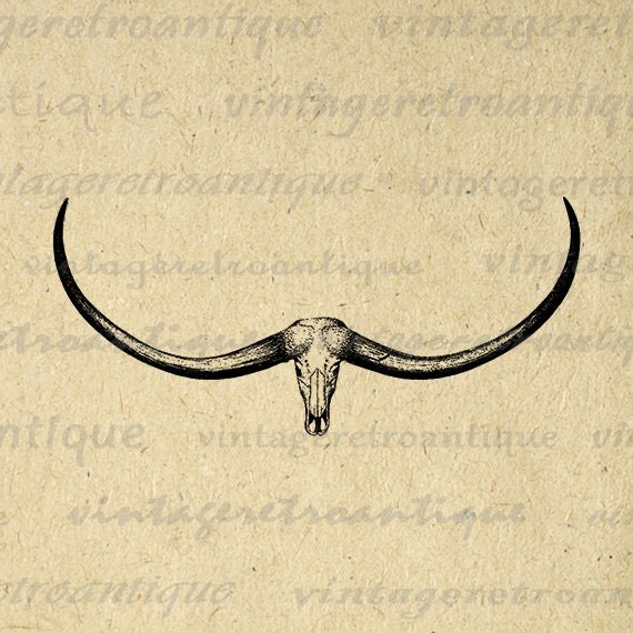 Printable Image Western Ox Horns Digital by VintageRetroAntique