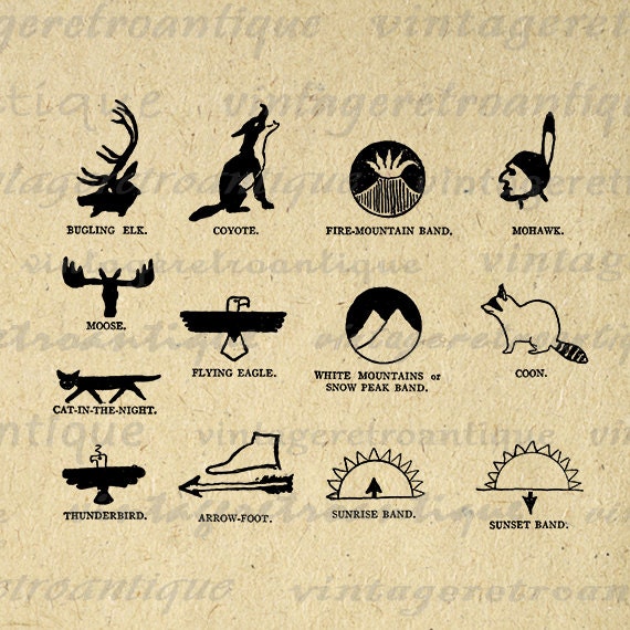 Printable Native American Indian Symbols by VintageRetroAntique