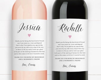 Thank You For Being My Bridesmaid Gift Wine Labels