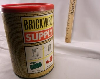 Brickyard Supply vintage Child's Toy building blocks 1973 container of blocks. epsteam