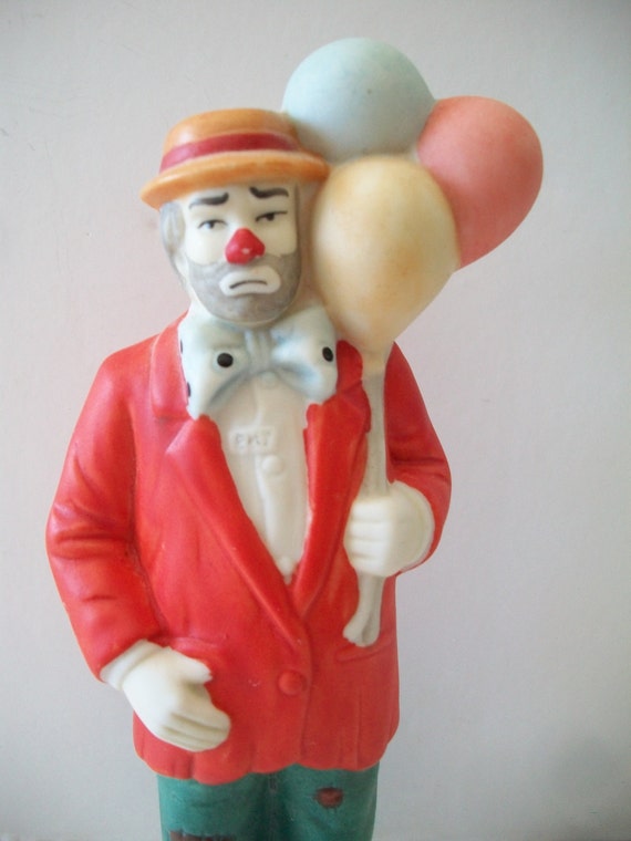 Vintage Emmett Kelly Jr Clown Figurine Holding Balloons