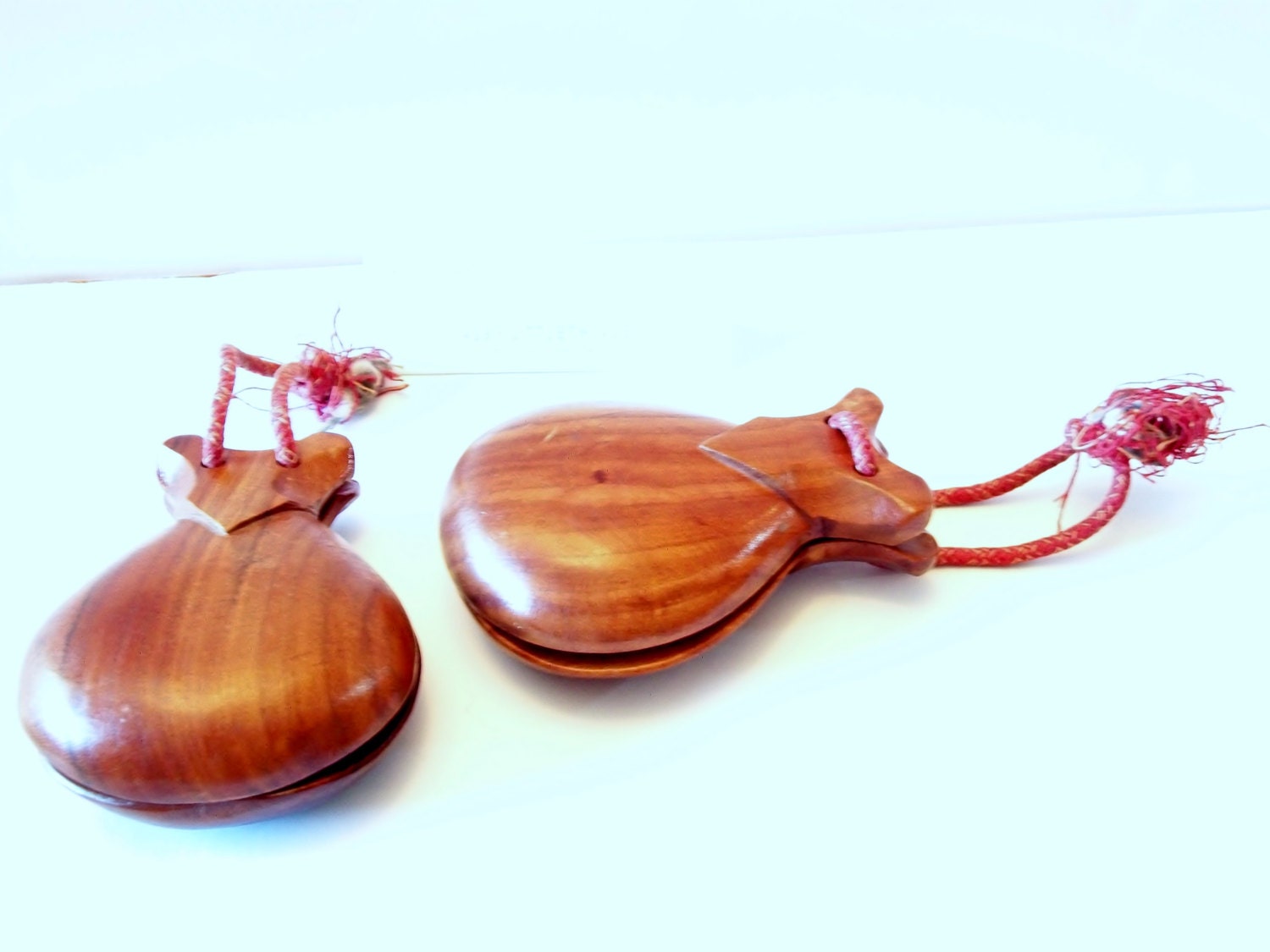 Vintage Wooden Castanets Percussion Instruments Spanish Folk