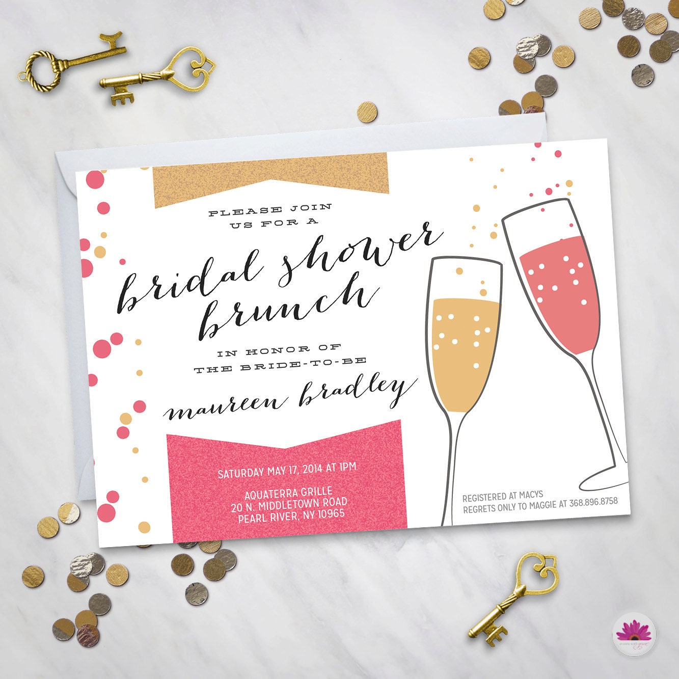 Bridal Shower Brunch Invitation Digital file