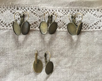 20 Pcs. Antique Bronze Earring Bezel Lever Hooks