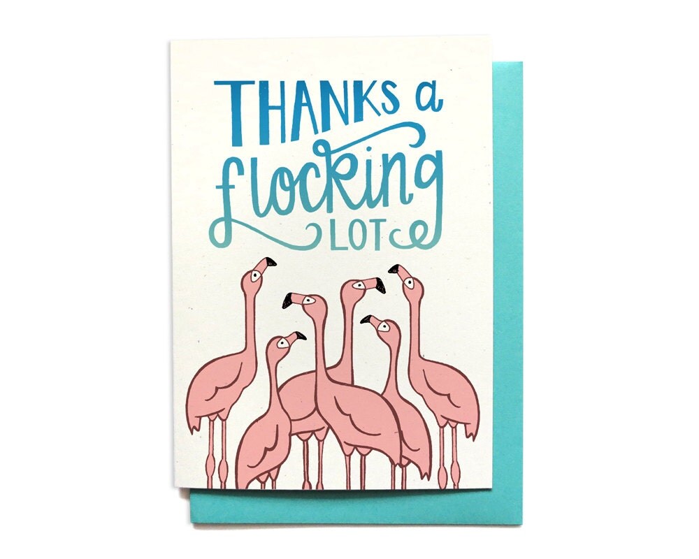 Funny Thank You Card Thanks a Flocking Lot Flamingos