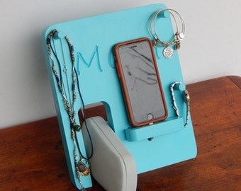 Personalized Phone Docking Station and Jewelry Organizer - Mother's Day, Holiday, Birthday, Anniversary Gift