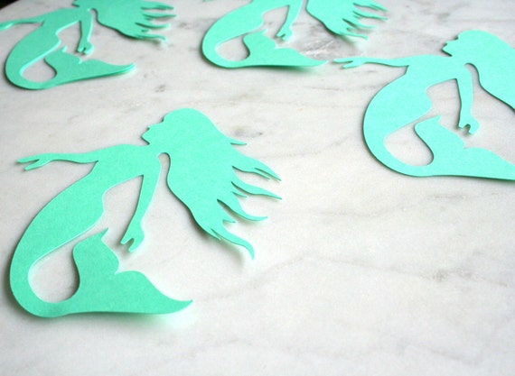 10 Mermaid Paper Cutouts Mermaid Decorations Under the Sea