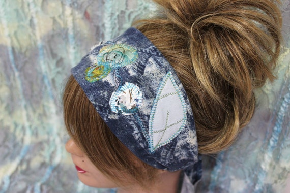  Jeans Women headband Blue headband Jeans headband Flexible