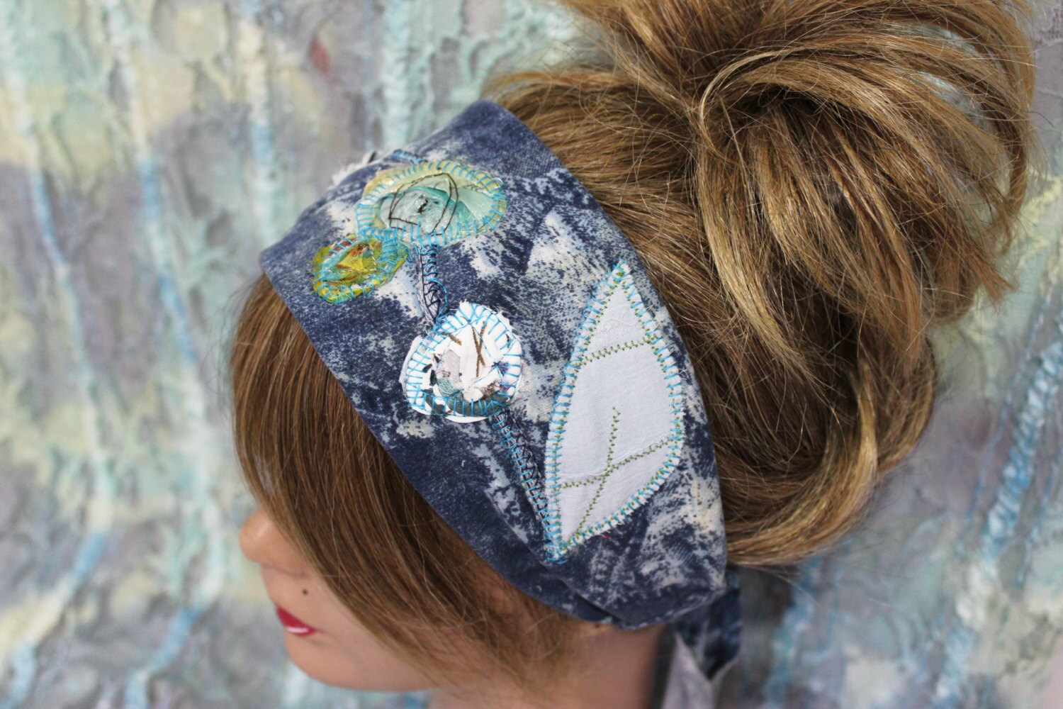 Jeans Women headband Blue headband Jeans headband Flexible