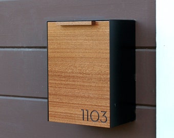 Modern Mailbox Narrow, Mahogany Wall Mounted mailbox, Narrow Size