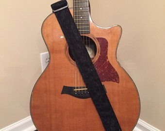 Guitar Strap - Handmade - Black Lace on Black