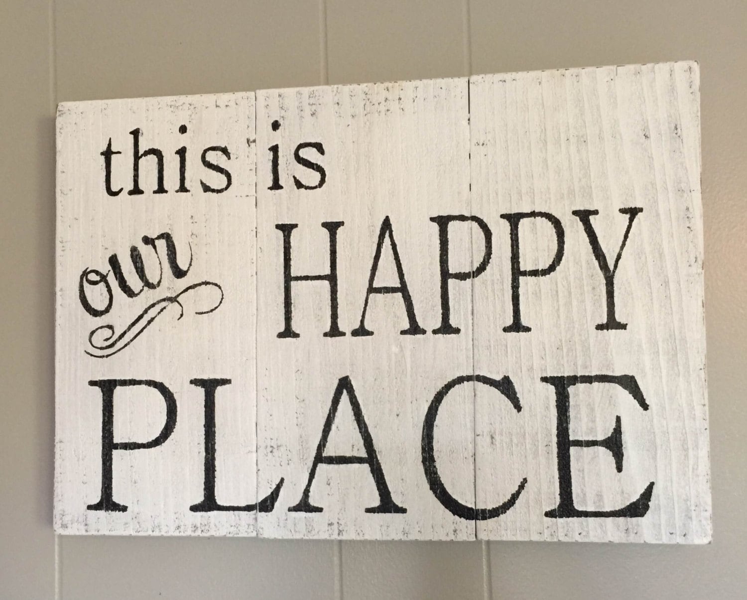 This is our happy place sign Wooden signs by AntiqueyLace on Etsy