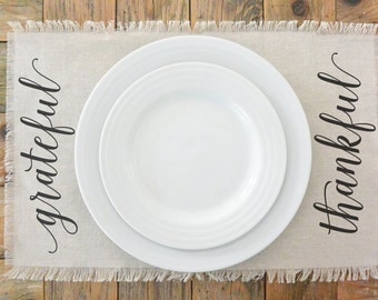 Gather - Thankful Placemat_table setting, tableware, place setting, housewarming gift, party, dinner, event, thanksgiving, fall