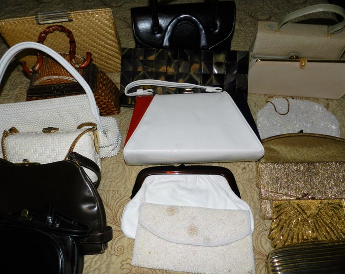 17 Handbags Purses Casual Formal Lot, Accessories Lot, 1950s to 1980s Fashion, Vintage Purses, 17 in Lot, Will go sale shortly, LOT