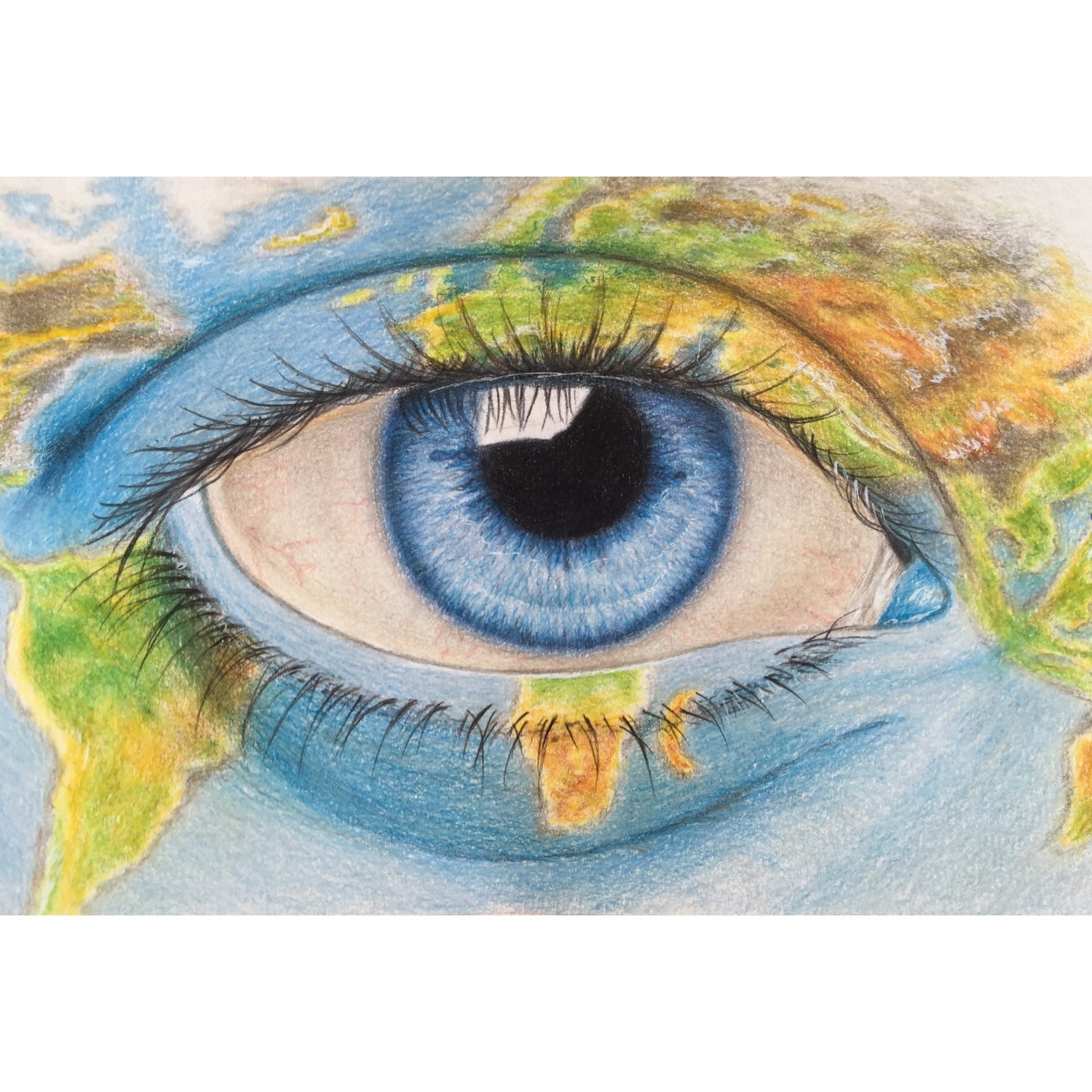 Original eye drawing colored pencil drawing realistic eye