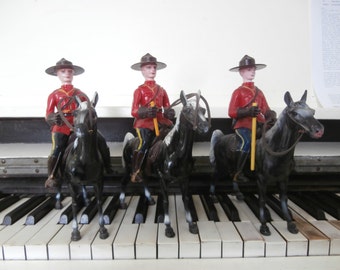 Set of Three, Vintage, Mounted, Royal Canadian Police, Mounties on Horseback