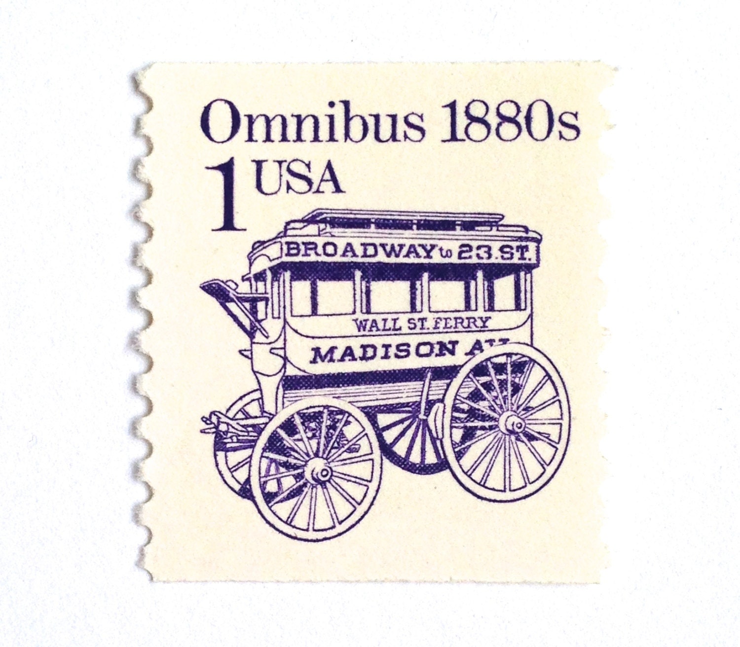 10 Unused Vintage Purple Postage Stamps // 1880s Omnibus