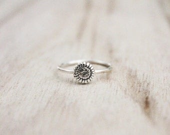 Sunflower ring, sterling silver ring, sun flower ring, flower rings, floral ring, fall ring, sterling silver ring