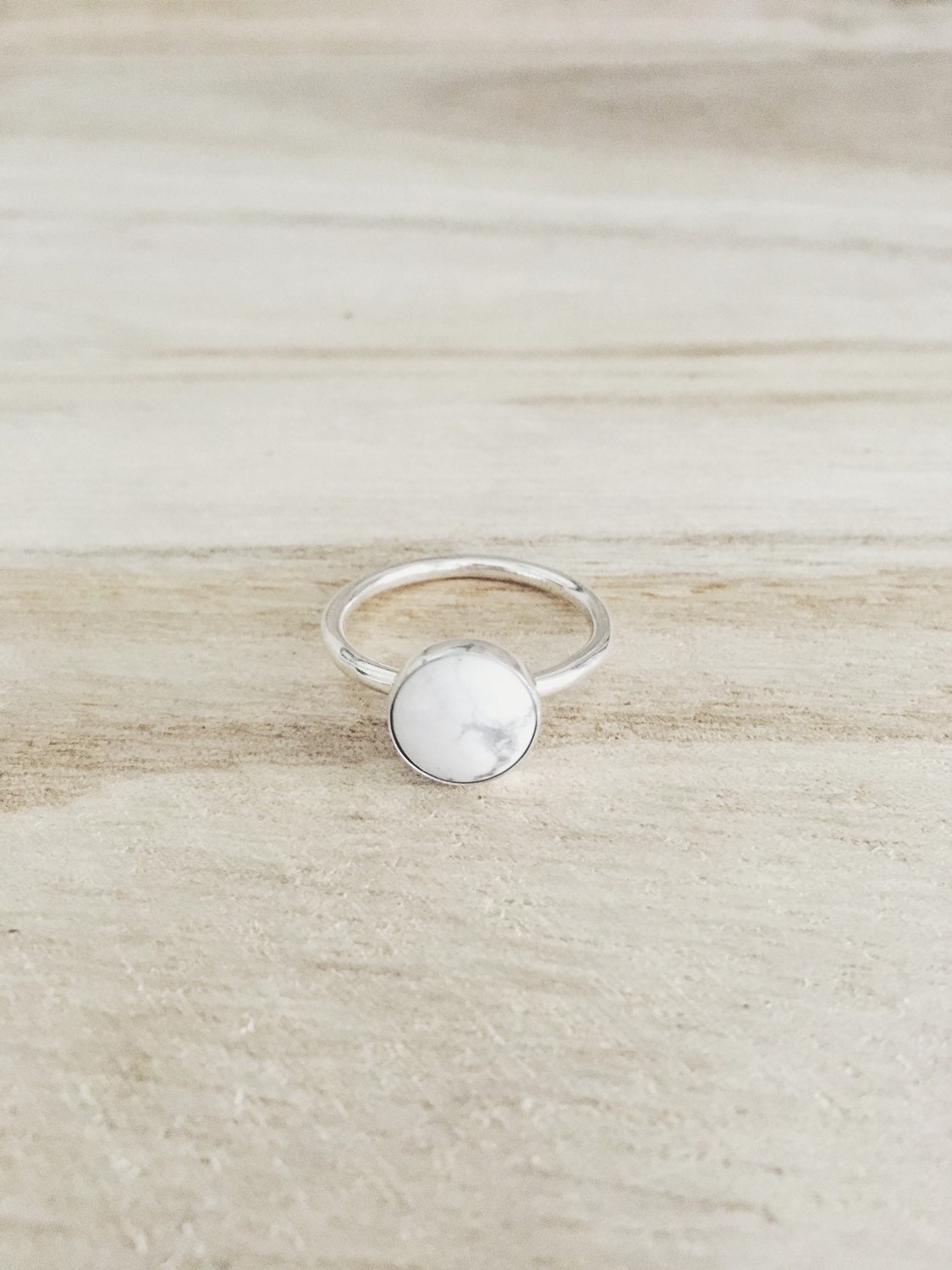 Howlite ring marble white marble sterling silver ring